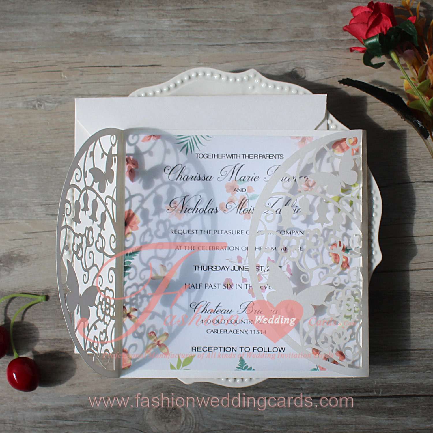 Online Laser Cut Butterfly Wedding Invitations Design